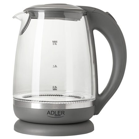 Fierbător electric 2 L, 2200 W, sticlă, oprire automată, bază 360° Adler AD1286