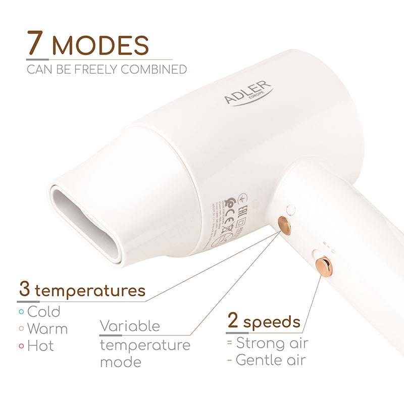 Uscător păr cu afișaj LED superspeed Adler AD2272