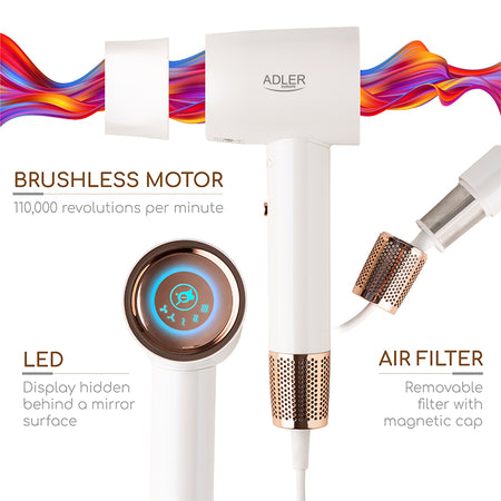 Uscător păr cu afișaj LED superspeed Adler AD2272