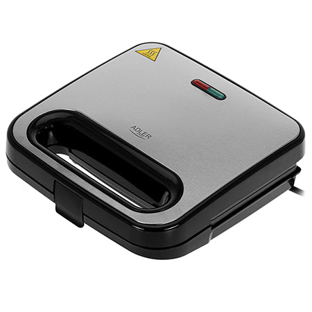 Sandwich maker cu plăci antiaderente, 750 W, compact, negru/argintiu Adler AD3076
