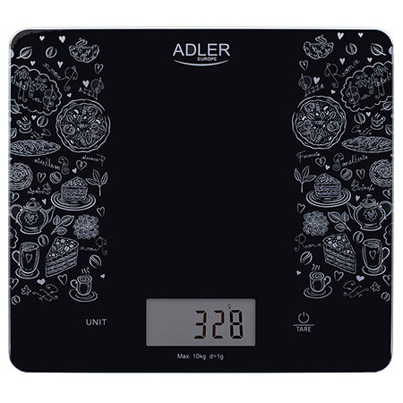Cântar bucătărie sticlă, max 10 kg, platformă din sticlă securizată, LCD, Adler AD3171