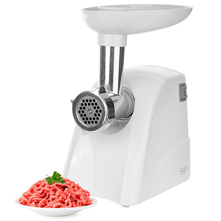 Mașină de tocat carne 2000 W, 3 site, accesorii cârnați, alb Adler AD4803
