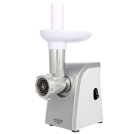 Mașină de tocat carne 1500 W cu 3 site, accesorii cârnați, alb, inox Adler AD4808