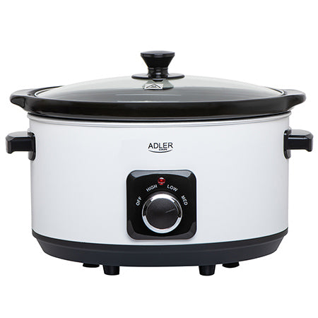 Slow cooker 5,8 L cu bol ceramic, reglare temperatură, Adler AD6413W