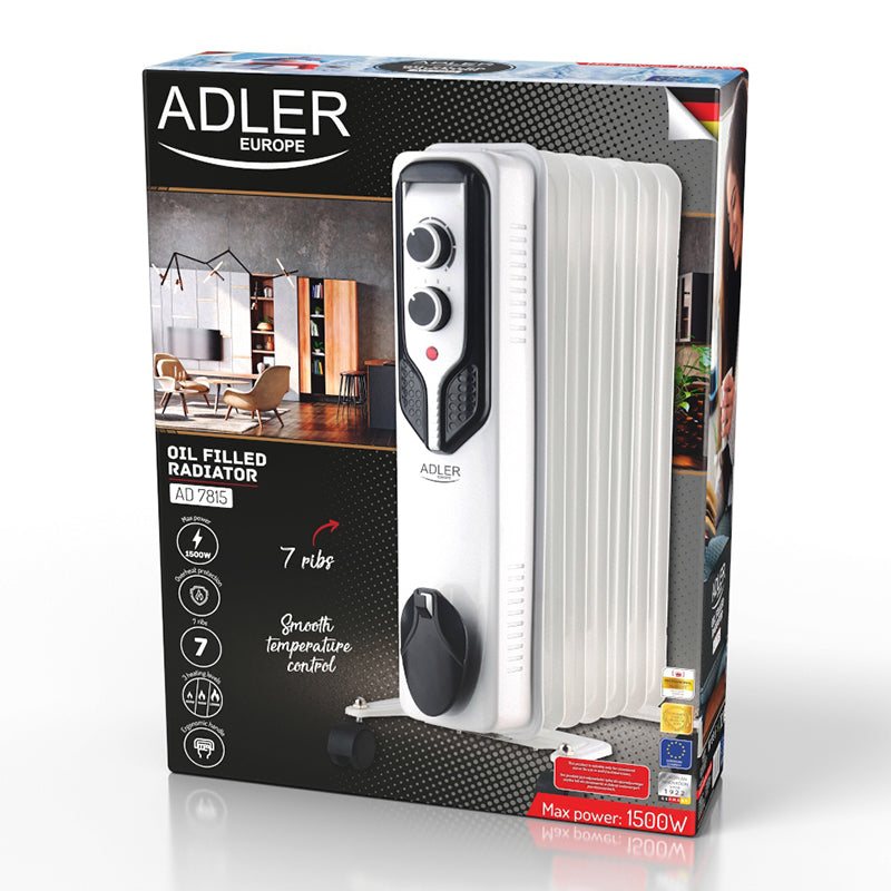 Radiator cu ulei 7 elemenți 1500W Adler AD7815