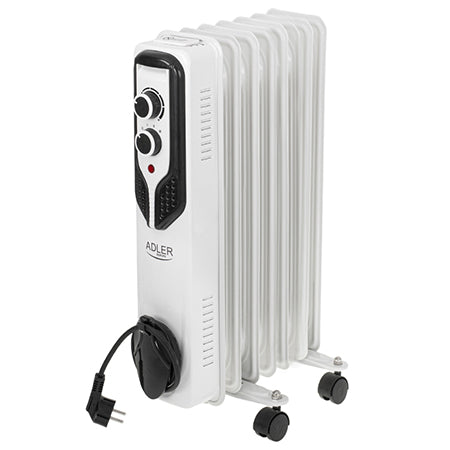 Radiator ulei 7 elementi, 1500 W, control termostat, alb - Adler AD7815