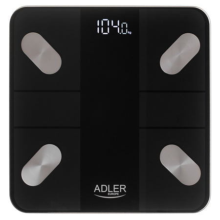 Cântar smart Tuya, display LED, sticlă securizată, 180 kg, negru Adler AD8186B