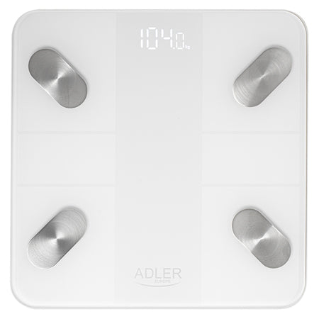 Cântar persoane smart Tuya, Bluetooth, display LED, 180 kg, sticlă securizată Adler AD8186W