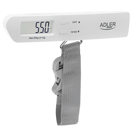 Cântar bagaj electronic max 50 kg, precizie 10 g, alb, LCD, Adler AD8191