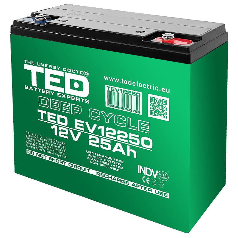 Acumulator vehicule electrice deep cycle 12V 25Ah Ted Electric BAT-TED12V25A