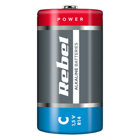 Baterie alcalină R14 C 1,5 V, 50 mm, fără mercur, Rebel BAT0063
