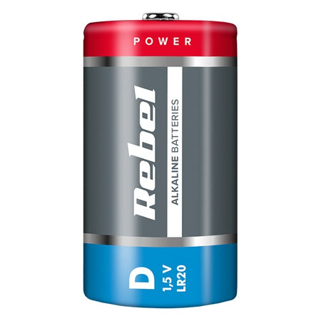 Baterie alcalină R20 1,5 V fără mercur și rezistență redusă Rebel BAT0064