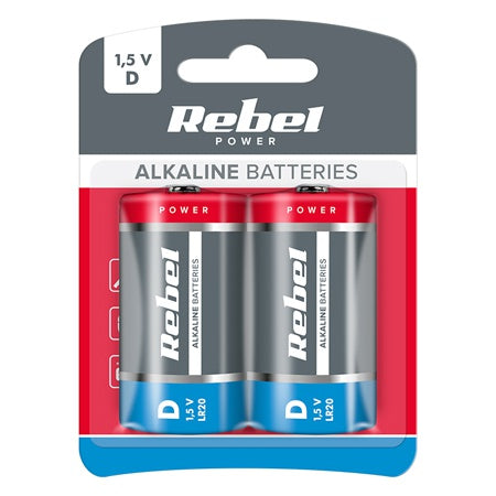 Baterie alcalină R20 blister 2 bucăți - 1,5V, set 2 bucăți Rebel BAT0064B
