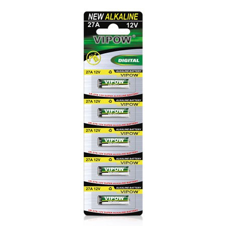 Baterie alcalină LR27A 12V, set 5 bucăți expirate funcționale Vipow BAT0068B