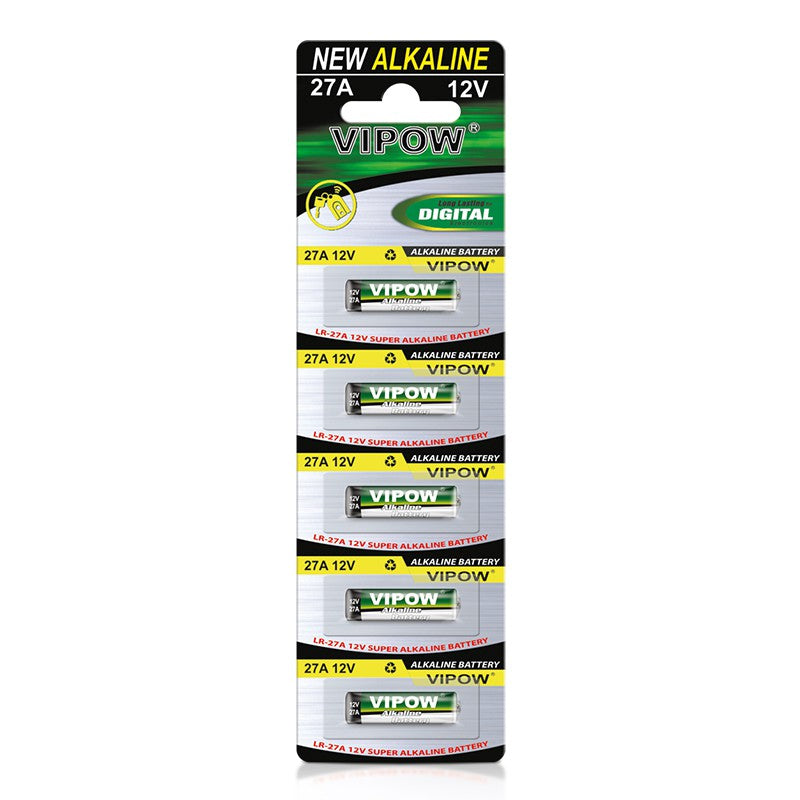Baterie alcalină LR27A 12V, set 5 bucăți expirate funcționale Vipow BAT0068B