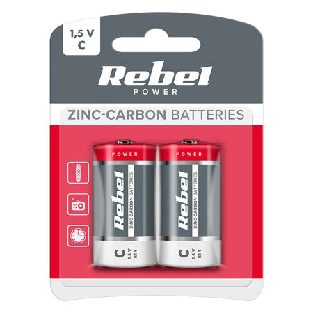 Baterie GREENCELL R14 C 1,5V, set 2 bucăți, pentru consum redus Rebel BAT0083B