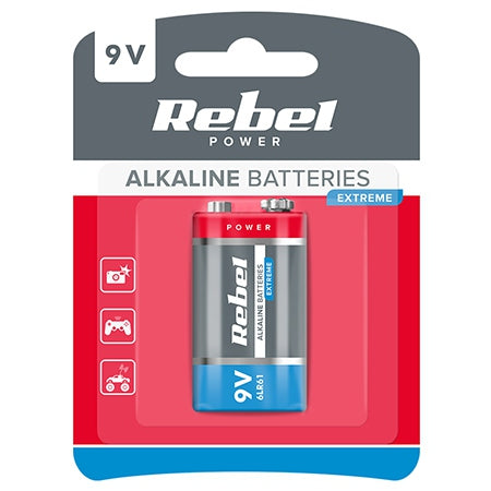 Baterie superalcalină Extreme 9V pentru dispozitive cu consum mare Rebel BAT0092B