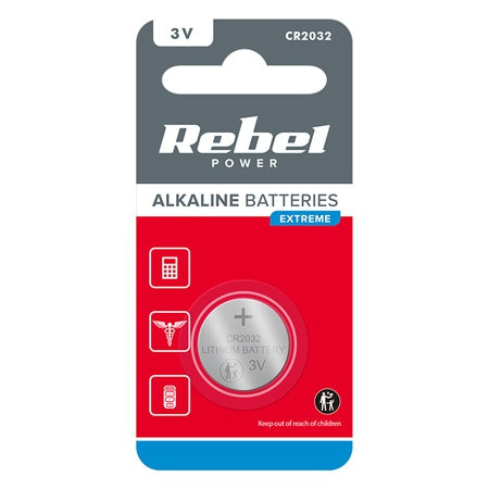 Baterie litiu CR2032 3V, durată lungă, 1 buc, blister Rebel BAT0196
