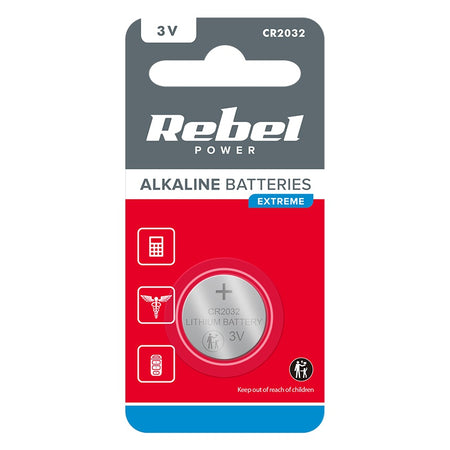 Baterie litiu CR2032 3V, durată lungă, 1 buc, blister Rebel BAT0196