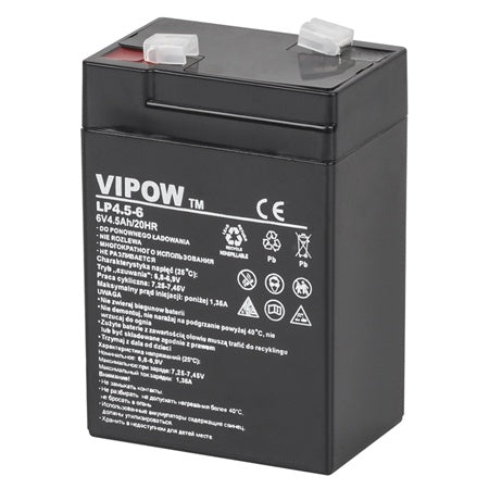 Acumulator stationar AGM VRLA 6V 4.5Ah pentru sisteme backup Vipow BAT0200