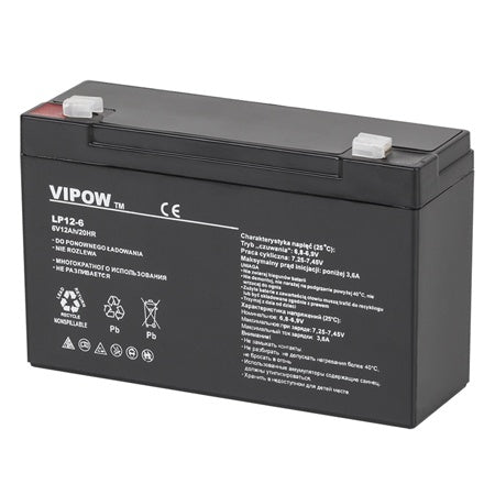 Acumulator staționar AGM VRLA 6V 12Ah, baterie pentru uz general Vipow BAT0201