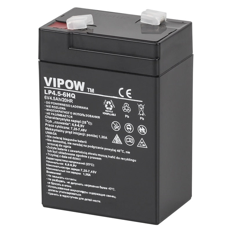 Acumulator stationar AGM VRLA 6V 4.5Ah pentru sisteme backup Vipow BAT0202