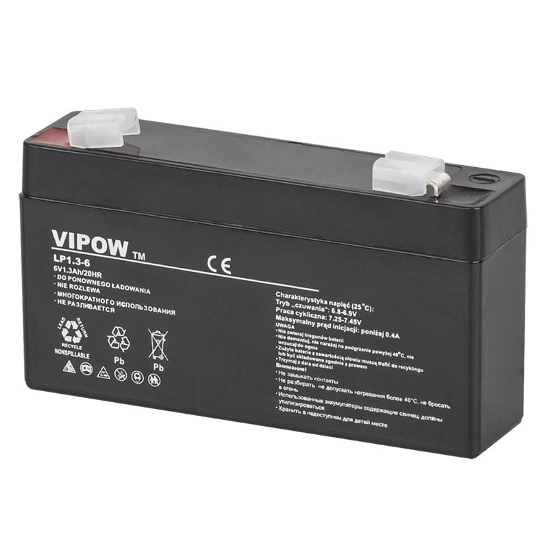 Acumulator stationar AGM VRLA 6V 1.3Ah baterie compactă pentru backup Vipow BAT0203