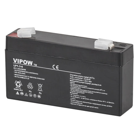 Acumulator stationar AGM VRLA 6V 1.3Ah baterie compactă pentru backup Vipow BAT0203