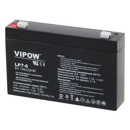 Acumulator stationar AGM VRLA 6V 7Ah Vipow BAT0207