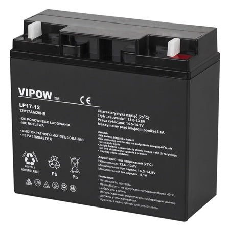 Acumulator stationar AGM VRLA 12V 17Ah pentru sisteme de backup Vipow BAT0212