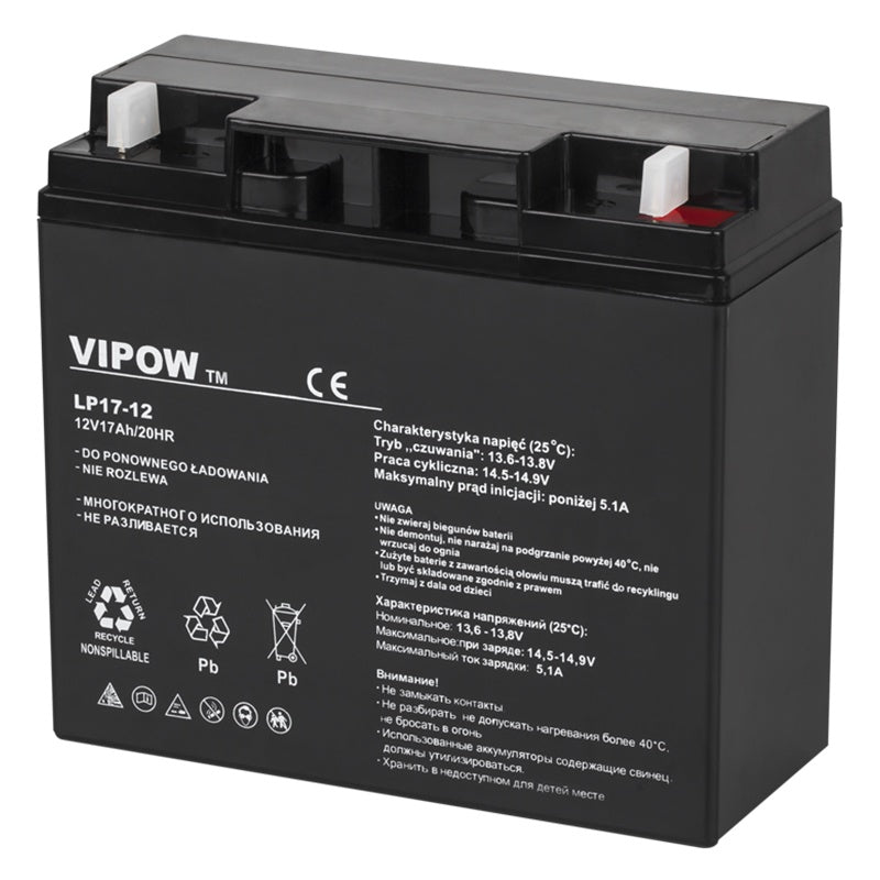 Acumulator stationar AGM VRLA 12V 17Ah pentru sisteme de backup Vipow BAT0212