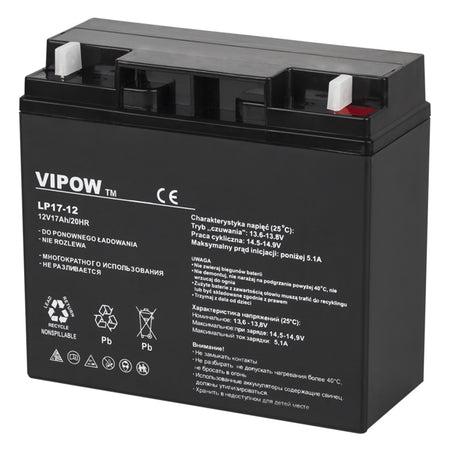 Acumulator stationar AGM VRLA 12V 17Ah pentru sisteme de backup Vipow BAT0212