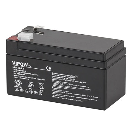 Acumulator AGM VRLA 12V 1.3 Ah, baterie staționară pentru backup Vipow BAT0213