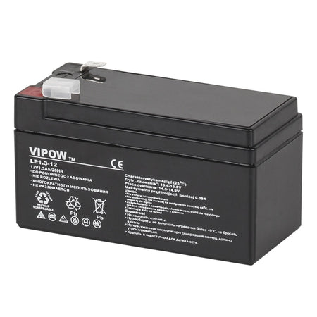 Acumulator AGM VRLA 12V 1.3 Ah, baterie staționară pentru backup Vipow BAT0213