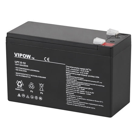 Acumulator stationar AGM VRLA 12V 7.5Ah pentru sisteme UPS și alarmă Vipow BAT0214