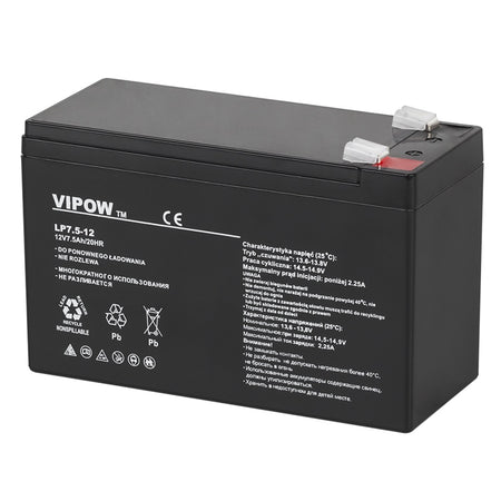 Acumulator stationar AGM VRLA 12V 7.5Ah pentru sisteme UPS și alarmă Vipow BAT0214