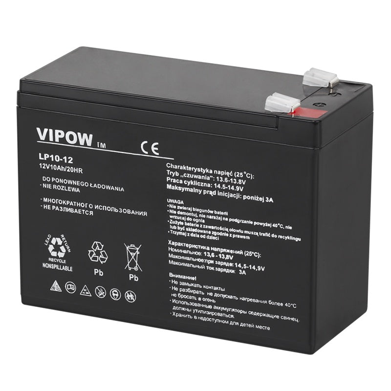 Acumulator stationar AGM VRLA 12V 10Ah pentru sisteme backup Vipow BAT0215