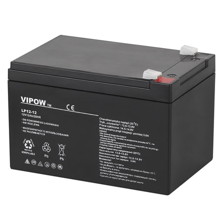 Acumulator staționar AGM VRLA 12V 12Ah, dimensiuni 151 × 98 × 95 mm, Vipow BAT0216