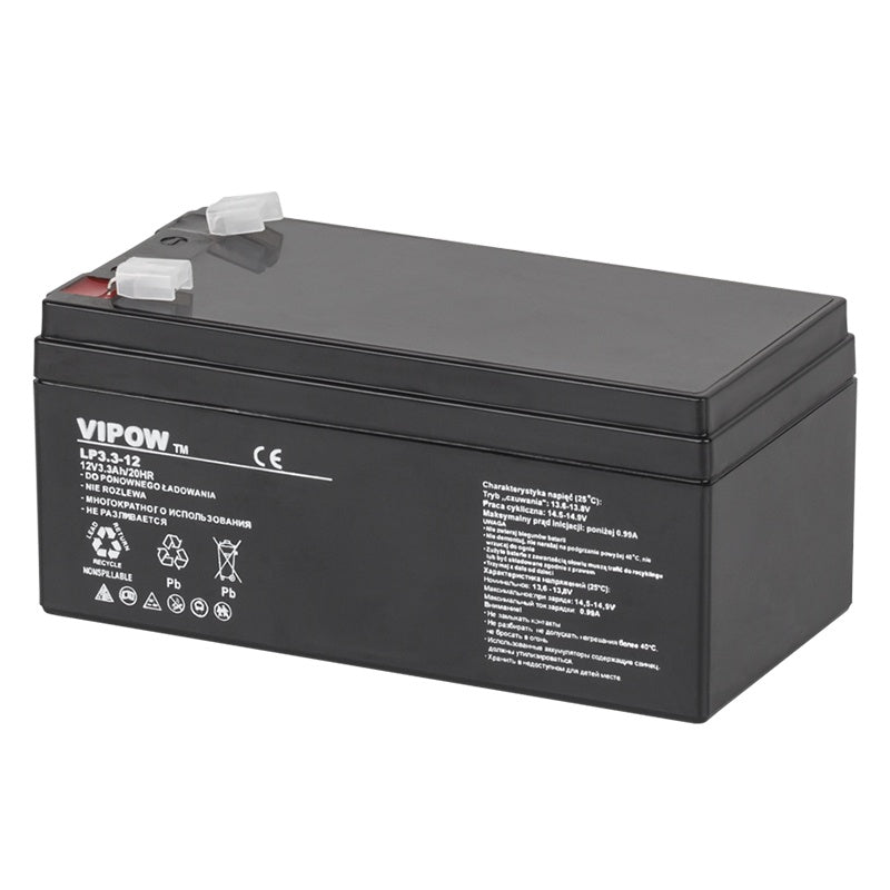 Acumulator stationar AGM VRLA 12 V 3.3 Ah baterie siguranță Vipow BAT0219