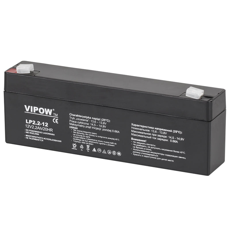 Acumulator stationar AGM VRLA 12V 2.2 Ah cu dimensiuni compacte Vipow BAT0220