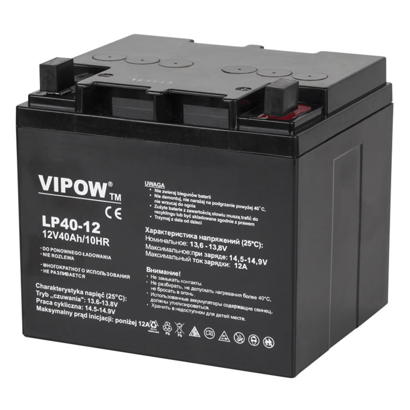 Acumulator stationar AGM VRLA 12 V 40 Ah pentru sisteme backup Vipow BAT0222
