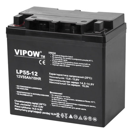 Acumulator stationar AGM VRLA 12 V 55 Ah pentru sisteme backup și UPS Vipow BAT0223