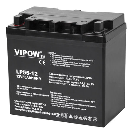 Acumulator stationar AGM VRLA 12 V 55 Ah pentru sisteme backup și UPS Vipow BAT0223