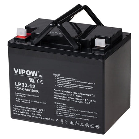 Acumulator staționar AGM VRLA 12 V 33 Ah pentru aplicații diverse Vipow BAT0227