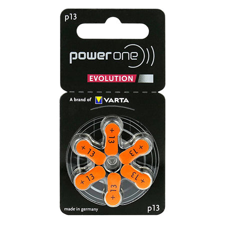 Baterii auditive zinc-aer Power One Evolution, pachet 6 bucăți, model p13 BAT0276EVO