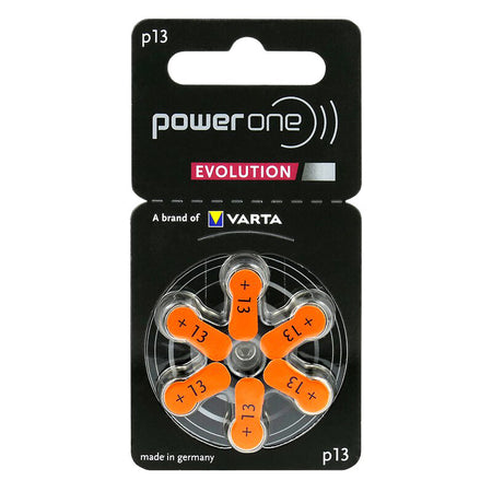 Baterii auditive zinc-aer Power One Evolution, pachet 6 bucăți, model p13 BAT0276EVO