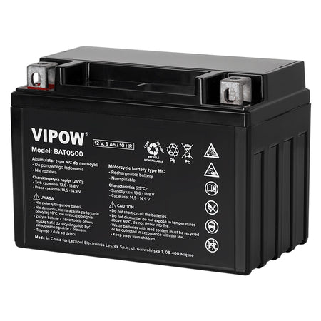 Acumulator 12V 9Ah pentru vehicule electrice, pornire 120A, Vipow BAT0500