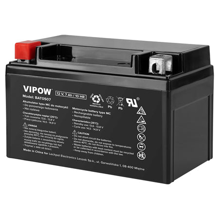 Acumulator vehicule electrice 12V 7Ah AGM Vipow BAT0507