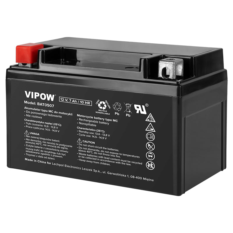 Acumulator vehicule electrice 12V 7Ah AGM Vipow BAT0507