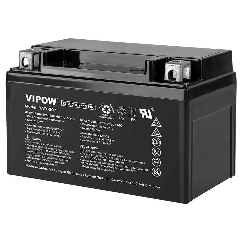 Acumulator vehicule electrice 12V 7Ah AGM Vipow BAT0507
